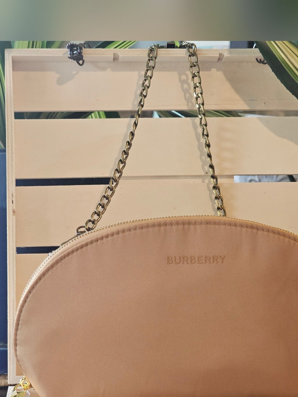Burberry Tan Clutch with Bronze Crosbody Chain Added NWOT - Picture 2 of 14